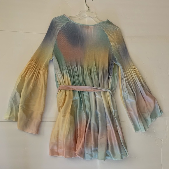 WILDFOX Prima Baby Doll Pleated Watercolor Rainbow Dress Pastel Pride Balletcore - Picture 4 of 9